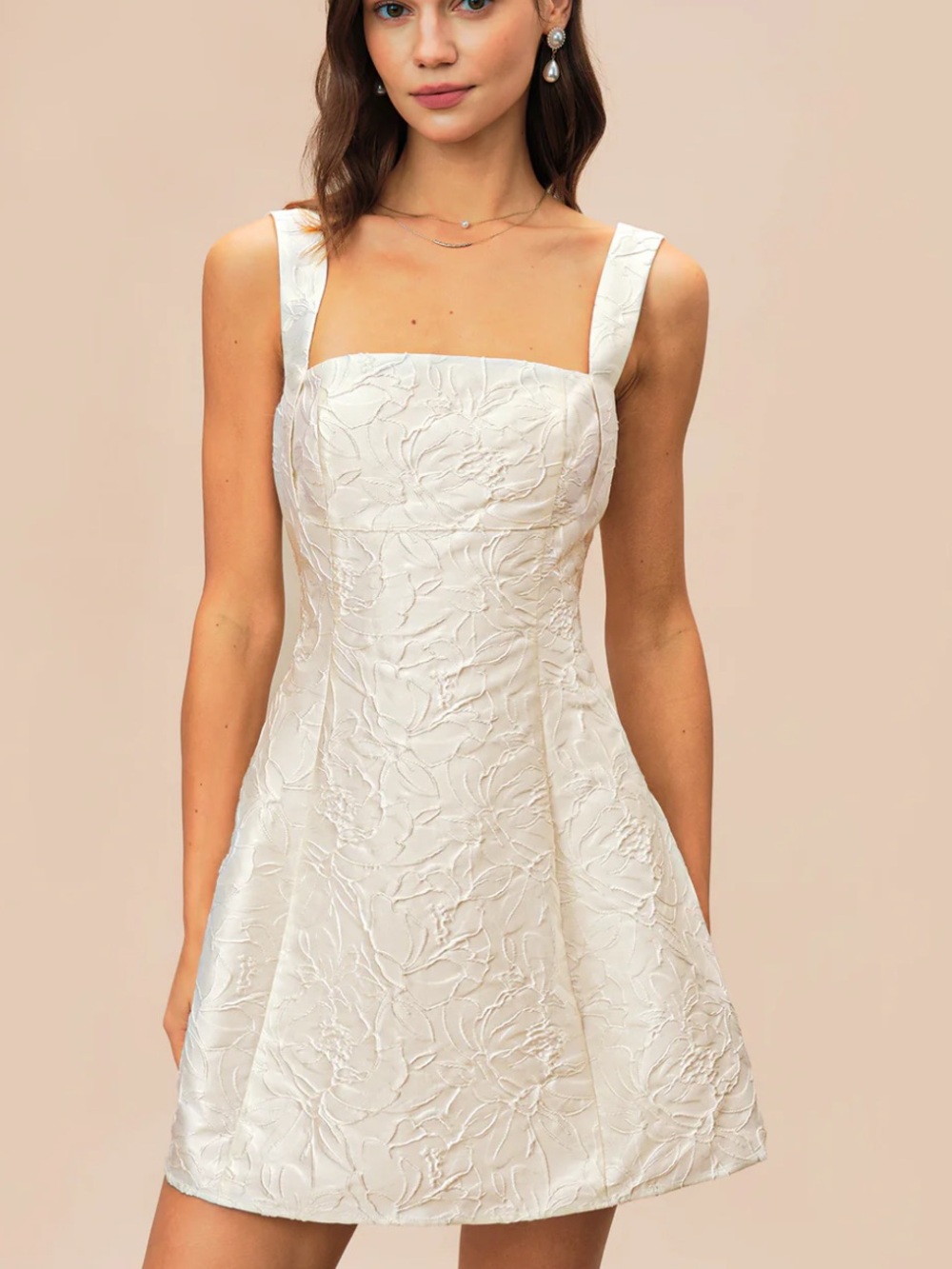 RIHOAS Off White Jacquard Structured Mini Sheath Dress 8 Bridal Bachelorette NWT